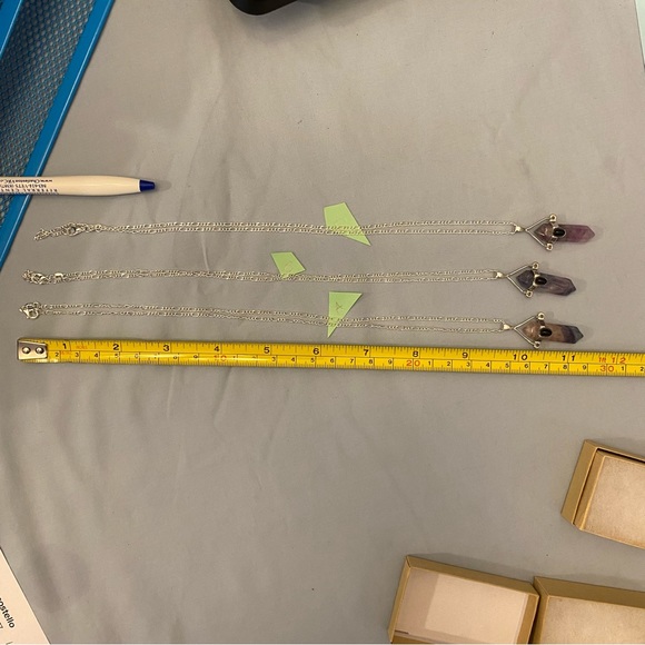 Rainbow Flourite Sterling Silver Necklace Purple Pink 20” - Picture 12 of 15